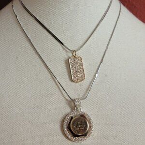 Upcycled authentic Designer GG charm necklace